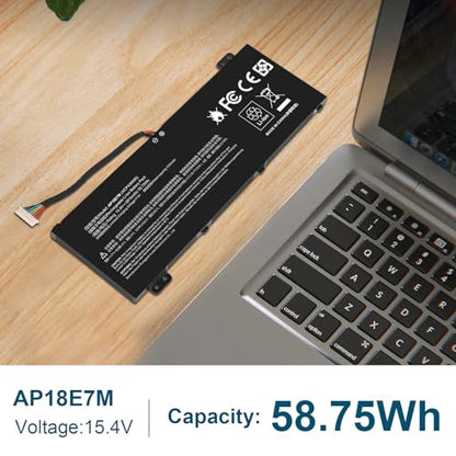 AP18E7M Battery for Acer Nitro 5 AN515-44 AN515-54 AN517-51 Nitro 7 AN715-51, Aspire 7 A715-74G, Predator Helios 300 PH315-52 PH317-53, Triton 300 PT315-51, AP18E8M 4ICP4/69/90 4ICP4/70/88 KT00407009 - size: 8.27*3.354*0.31inch
