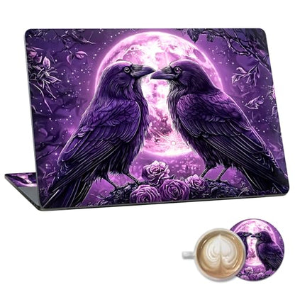 Laptop Skin Sticker Decal 15.6 Inch,12 13 13.3 14 15 15.6 in Laptop Netbook Skins for Notebook,Art Decal Removable Waterproof Scratch Resistant,Universal Vinyl Cover,Crow Moon Purple - color: Crow Moon Purple