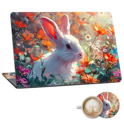 Laptop Skin Sticker Decal 15.6 Inch,12 13 13.3 14 15 15.6 in Laptop Netbook Skins for Notebook,Art Decal Removable Waterproof Scratch Resistant,Universal Vinyl Cover,Cute Rabbit - color: Cute Rabbit