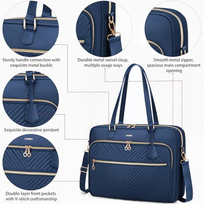 Laptop Bag Case for Women Men Tote Bag Briefcase Compatible with MacBook/Dell/HP/Acer/ASUS, Waterproof Shoulder Carrying Briefcase, Blue, 17-17.3 Inch - color: Blue, size: 17.3 inch