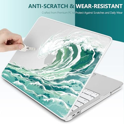 Batianda Case for MacBook Neo 13 Inch 2026 Model A3404, Aqua Wave | 4-in-1 Laptop Accessories Bundle with Aqua Ocean Wave Art, Ultra Slim Hard Shell for Beach Lovers and Students - color: Artistic Wave