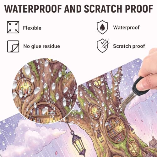 3Pcs Library Laptop Skin Sticker Illustrations Universal Removable Vinyl Stickers Fits for 12.1 13 14 15.6 16 Inch Waterproof Notebook Decal Cover Gift - color: Purple and wood color