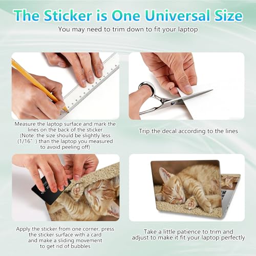 Laptop Skin Sticker Decal 12"-15.6" Universal Laptop/Notebook/Netbook Vinyl - Waterproof Scratch Resistant,Fits HP Dell Lenovo MacBook,2 Free Wrist Pads,Easy Apply & Remove,Cute Orange Cat - color: Cute Orange Cat
