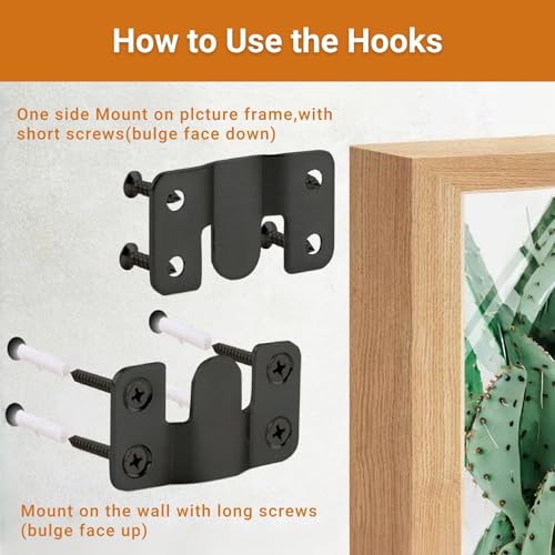16Pcs Stainless Steel Interlock Hanging Buckle,Flush Concealed Mount Brackets Stainless Steel Z Clip Bracket Interlock Hanging Buckle Mountain Buckle for Picture Display Art Gallery - color: Black, size: Large Without Screws