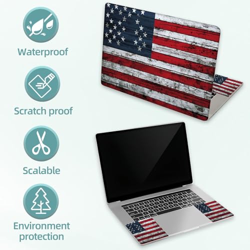 Universal Laptop Skin Decal, 3-Piece Vinyl Protector for 12 13 14 15.6" Notebook, Waterproof Anti-Scratch, Easy Trim & Bubble-Free Finish, American Flag Painted - color: American Flag Painted