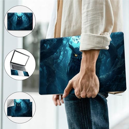 Universal Laptop Skin, DIY Cut-to-Fit Vinyl Cover Compatible with HP, Dell, Lenovo, Mac (13.3" to 15.6"), Anti-Scratch, No Residue & Bubble-Free Protective Decal Sticker, Dark Owl Glowing Eyes - color: Dark Owl Glowing Eyes