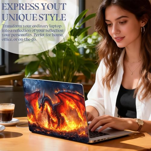 Universal Laptop Skin Sticker Decal,15.6 Inch Laptop Vinyl Cover for 13" 14" 15.6" Laptop,Scratch-Resistant Waterproof Protector Wrap,Reusable with Wrist Pads,Blazing Dragon Ruins - color: Blazing Dragon Ruins