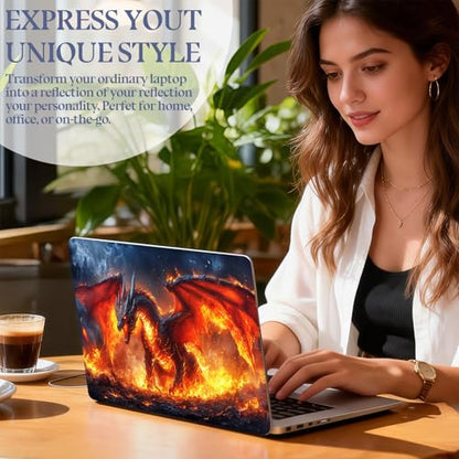 Universal Laptop Skin Sticker Decal,15.6 Inch Laptop Vinyl Cover for 13" 14" 15.6" Laptop,Scratch-Resistant Waterproof Protector Wrap,Reusable with Wrist Pads,Blazing Dragon Ruins - color: Blazing Dragon Ruins