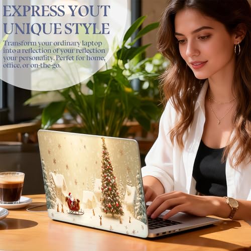 Universal Laptop Skin Sticker Decal,15.6 Inch Laptop Vinyl Cover for 13" 14" 15.6" Laptop,Scratch-Resistant Waterproof Protector Wrap,Reusable with Wrist Pads,Magical Christmas Santa Scene - color: Magical Christmas Santa Scene