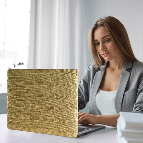 Funut for MacBook Air 13 Inch Case 2026 2025-2022 M5 M4 M3 M2 A3449 A3240 A3113 A2681, Luxury Snake PU Leather Scratch & Shockproof Hard Shell Case & Keyboard Cover,Snake Skin Gold - color: Snake Gold, size: 2022-2026 MacBook Air 13.6 inch M2 M3 M4 M5