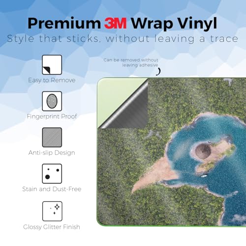 Glossy Glitter Laptop Skin Compatible with Apple MacBook Neo - Arial Beach - Premium 3M Vinyl Protective Wrap Decal Cover - Easy to Apply | Crafted in the USA by MightySkins - color: Arial beach, size: MacBook Neo Full Cover Skin, style: Glossy Glitter Fi