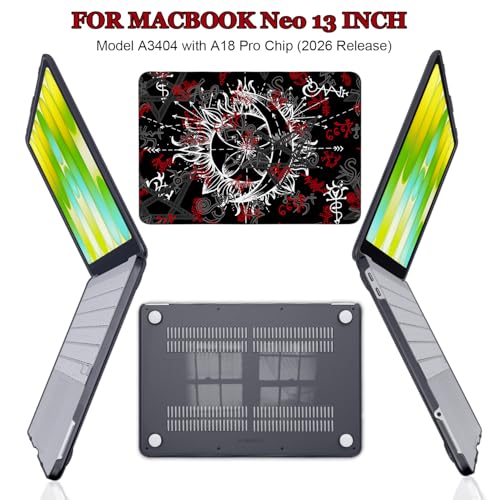 Gothic Pattern Black Case for 2026 MacBook Neo 13 Inch A18 Pro A3404 | Lightweight Anti-Scratch Hard Shell. 5-in-1 Kit Included. Perfect for Students & Travel. Fits A3404 Only. Not for Air/Pro 13" - color: Gothic
