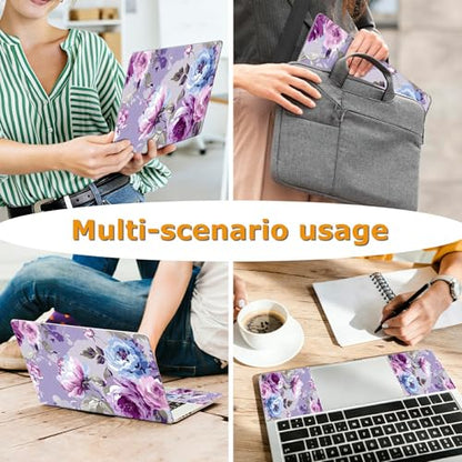 Universal Laptop Skin Sticker with 2 Wrist Pad Decals, 3-Piece Removable Vinyl Laptop Cover, Beauty Flowers Waterproof Anti-Scratch, Easy-Trim Fit for 13.3" 14" 15.6" Laptops - color: Beauty Flowers