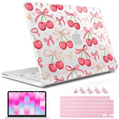 May Chen Compatible with MacBook Neo 13 inch Case 2026 Model A3404, Plastic Hard Shell,Keyboard Cover,Screen Protector,Dust Plug, for MacBook Neo 13" with A18 Pro Chip,Cherries & Bows - color: Cherries & bows