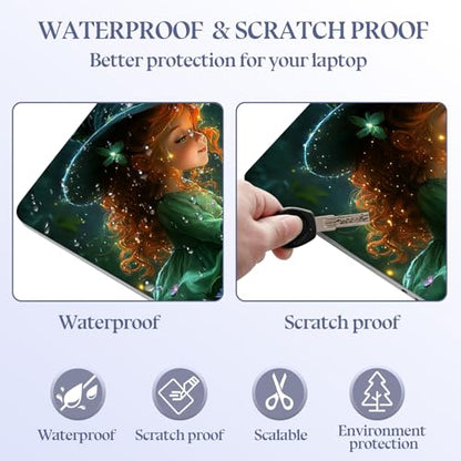 Universal Laptop Skin Sticker Decal,15.6 Inch Laptop Vinyl Cover for 13" 14" 15.6" Laptop,Waterproof Scratch-Resistant Protector Wrap,Reusable with Wrist Pads,Witch Girl Magic Book - color: Witch Girl Magic Book