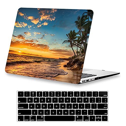 Compatible with MacBook Air 13 inch Case 2022 2021 2020 2019 2018 Release M1 A2337 A2179 A1932, Protective Plastic Hard Shell Case & Keyboard Cover, Has Logo Cutout, Beach Theme - color: 01 Beach Sunset