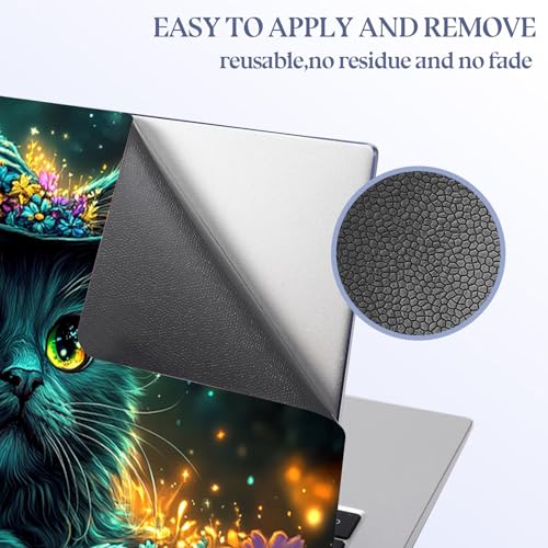 Universal Laptop Skin Sticker Decal,15.6 Inch Laptop Vinyl Cover for 13" 14" 15.6" Laptop,Scratch-Resistant Waterproof Protector Wrap,Reusable with Wrist Pads,Witch Hat Cat - color: Witch Hat Cat