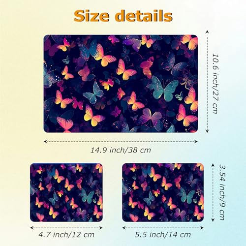 Universal Laptop Skin Sticker with 2 Wrist Pad Decals, 3-Piece Removable Vinyl Laptop Cover, Rainbow Butterfly Waterproof Anti-Scratch, Easy-Trim Fit for 13.3" 14" 15.6" Laptops - color: Rainbow Butterfly