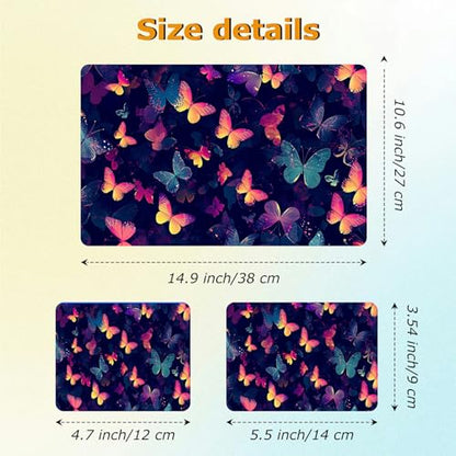 Universal Laptop Skin Sticker with 2 Wrist Pad Decals, 3-Piece Removable Vinyl Laptop Cover, Rainbow Butterfly Waterproof Anti-Scratch, Easy-Trim Fit for 13.3" 14" 15.6" Laptops - color: Rainbow Butterfly
