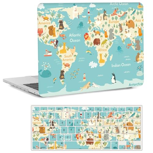 Compatible with MacBook Pro 14 inch Pro/Max Case 2025-2021 M5/M4/M3/M2/M1 Models A3434 A3185 A3401 A3112 A2918 A2992 A2779 A2442, Plastic Laptop Shell & Keyboard Cover, Animal World Map - color: Animal World Map, size: Pro 14.2" (2026-2021)M5/M4/M3/M2/M1