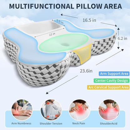 Multifunctional Memory Foam Pillows, Cervical Neck Pillow, Reading Pillow for Gaming Lap Desk Pillow for Laptop, Ergonomic Support Pillow for Sleeping, Gaming, Reading, Working