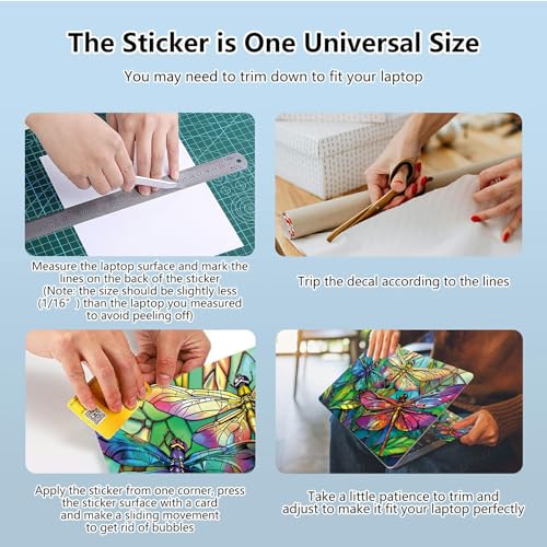 Universal Laptop Skin Sticker with 2 Wrist Pad Skins, Waterproof Scratch Resistant Vinyl Laptop Cover Decal, Cut to Fit for 11–15.6 Inch MacBook HP Dell Lenovo, Color Dragonfly - color: Color Dragonfly