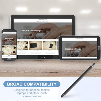 PATIKIL 5 Pcs Stylus Pens for Touch Screens, 2 in 1 High Sensitivity Universal Pen Capacitive Stylus for Phone Tablets Laptop Touch Screen Device, Black - color: Black