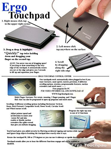 Ergo Touchpad USB Wired Mouse All Computers, Tablets, Most Phones PC, Mac, Android, Linux, Chrome ETP001ETP Accessibility Device RSI & Carpal Tunnel & Industrial Applications