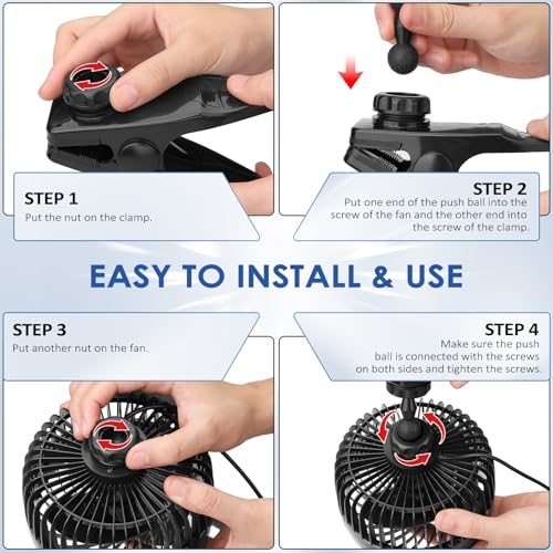 XOOL 12V 6'' Car Fan, Clip Fan 360 Degree Rotatable Car Fan Cooling Air Fan with Stepless Speed Regulation & Cigarette Lighter Plug for SUV, RV, Vehicles - size: Cigarette Single Fan - Clip