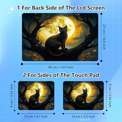 Universal Laptop Skin Sticker Decal for 11.6”12" 13" 13.3" 14" 15" 15.4" 15.6" Reusable Waterproof Scratch-Scratch Resistant Protective Vinyl Laptop Notebook Skin Stickers - Cat and Moon - color: Cat and Moon