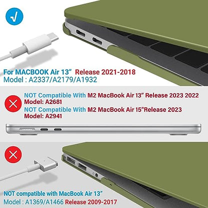 IBENZER Compatible with 2022 2021 2020 MacBook Air 13 inch case M1 A2337 A2179 A1932, Plastic Hard Shell Case for Mac Air 13 Retina Display with Touch ID, Matcha Green,AT13MOGN - color: Matcha Green