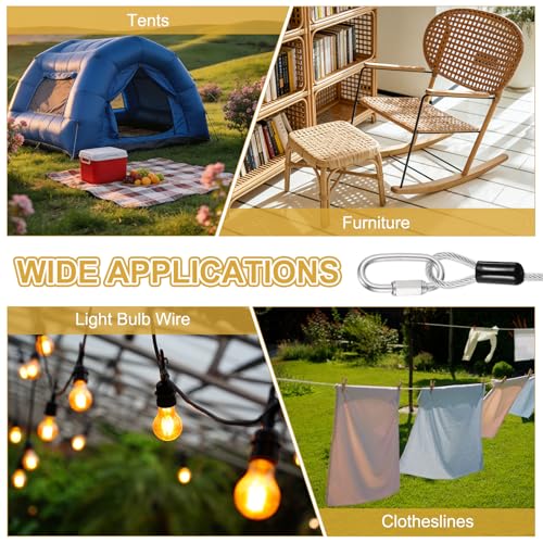 PATIKIL Security Cable Lock (1/8" Dia 8.2ft, Clear) Vinyl Coated 304 Stainless Steel Double Loop Flexible Wire Rope Safety Cable with Quick Links Locking Connectors - color: Clear, size: 1/8" x 8.2ft