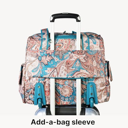 Olympia U.S.A. Deluxe Lightweight Rolling Overnighter Case Overnight Laptop Bag Weekender Travel Carry-On Suitcase Luggage with Wheels and Adjustable Push-Down Handle - color: Blue Paisley