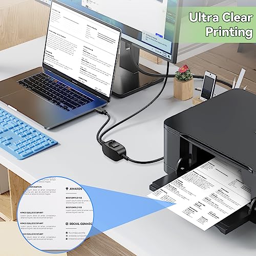 Herfair Printer Cable Splitter for Two Computers/Laptops Share One Printer | 5FT USB B Male to Dual A Male Splitter Cable Plug & Play Compatible with inkless Printer, Scanner, Fax Machine, More - size: 2