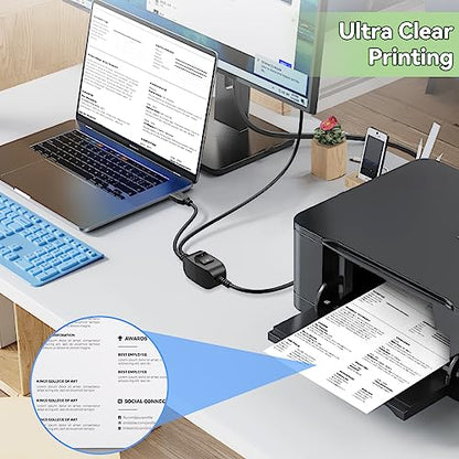Herfair Printer Cable Splitter for Two Computers/Laptops Share One Printer | 5FT USB B Male to Dual A Male Splitter Cable Plug & Play Compatible with inkless Printer, Scanner, Fax Machine, More - size: 2