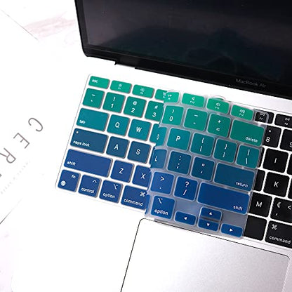 Batianda Ultra Thin Ombre Color Keyboard Cover for New MacBook Air 13 Inch 2020 A2337 M1 Chip (with Touch ID & Retina Display) Waterproof Durable Laptop Protector Silicone Skin, Gradient Green - color: Gradient Green