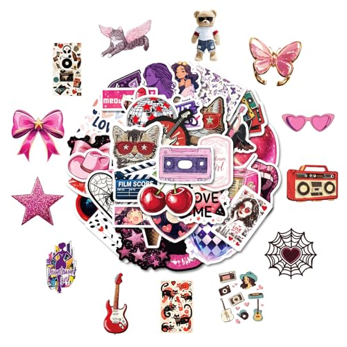 50Pcs Aesthetic Downtown Girls Stickers Pack with Y2K Retro & Funny Designs, Waterproof Vinyl Decals for Water Bottles, Laptops, Skateboards & Party Decor (Teens Adults Women) - style: J-01