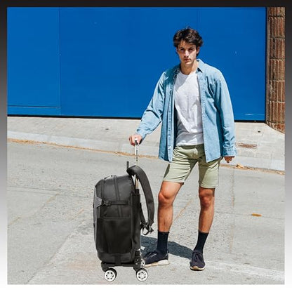 HTgroce Rolling Backpack with Wheels for Boys Roller Wheels Backpacks Big Kids Laptop Luggage Travel Suitcase for Teen Boys - color: 04