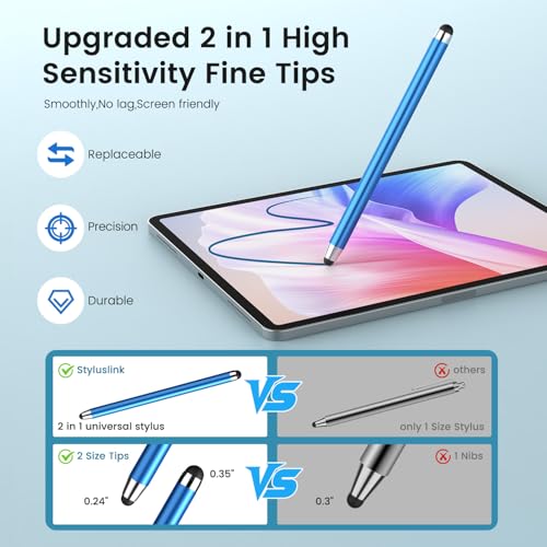 Stylus Pen for Touchscreen 20 Pack, 2 in 1 Universal Stylus High Precision Sensitivity, Stylus Pen for ipad, iPhone, Android, Galaxy Microsoft,Chromebook Tablet All Capacitive Touch Screens - color: Metallic Colors-20pack