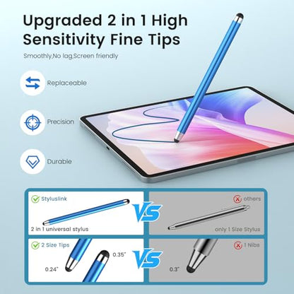 Stylus Pen for Touchscreen 20 Pack, 2 in 1 Universal Stylus High Precision Sensitivity, Stylus Pen for ipad, iPhone, Android, Galaxy Microsoft,Chromebook Tablet All Capacitive Touch Screens - color: Metallic Colors-20pack