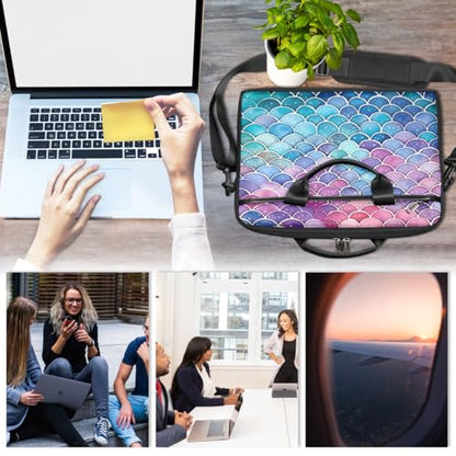 Laptop Shoulder Bag for Women Men, Waterproof Computer Case Messenger Bag Briefcase for Business Office Travel - color: Rainbow Mermaid Scales