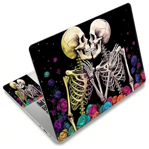 Laptop Skin Sticker Decal, Universal Reusable Vinyl Laptop Cover for 12" 13" 13.3" 14" 15" 15.4" 15.6" Notebook PC, Reusable Waterproof Scratch-Resistant with 2 Wrist Pads,Human Skeleton Skull - color: Human Skeleton Skull