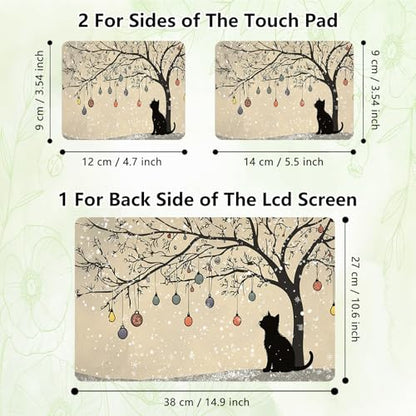Laptop Skin Sticker Decal, Universal Reusable Vinyl Laptop Cover for 12" 13" 13.3" 14" 15" 15.4" 15.6" Notebook PC, Reusable Waterproof Scratch-Resistant with 2 Wrist Pads,Black Cat Tree - color: Black Cat Tree