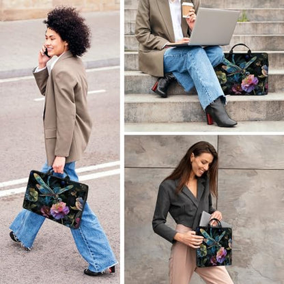Laptop Bag,14 15 15.6 inch Laptop Case Sleeve,Computer Sleeve with Handle for Women Men,Carrying Case for MacBook,Dell,Lenovo,Notebook Computer,Dragonfly Flower - color: Dragonfly Flower
