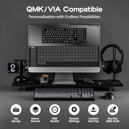 EPOMAKER Galaxy100 Lite QMK/VIA Gaming Keyboard with 8000mAh Battery | 1800 Aluminum Mechanical Keyboard with Numpad, USB-C/BT/2.4Ghz, Hot-Swap, Creamy Sound (Black, Wisteria Linear Switch) - color: Black, size: Wisteria Linear Switch