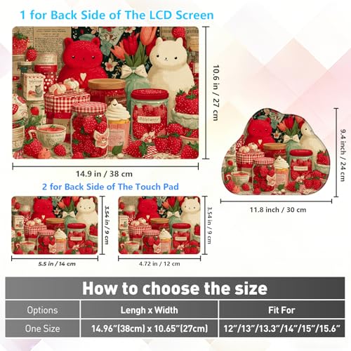 Laptop Skin Sticker Decal 15-15.6 Inch with Cute Mouse Pad, Universal Reusable Vinyl Sticker for 12.1 13 13.3 14 15.4 Inch Netbook and Notebook PC, Vibrant Strawberry Collage - color: Vibrant Strawberry Collage