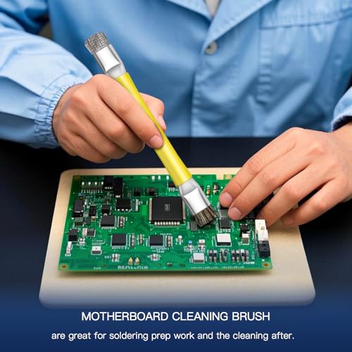 ESD Safe Anti-Static IC Cleaning Brush Tool -2Pcs Double Head Motherboard Hard Brush for IC Glue Removal,PCB Cleaning, Circuit Board Maintenance,Mobile Phone Repair - Yellow - color: yellow