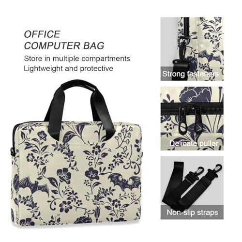 Goth Bat Flower Laptop Case 15.6 inch Computer Bag | Waterproof Laptop Briefcase Laptop Bag for Women & Men - color: Goth Bat Flower