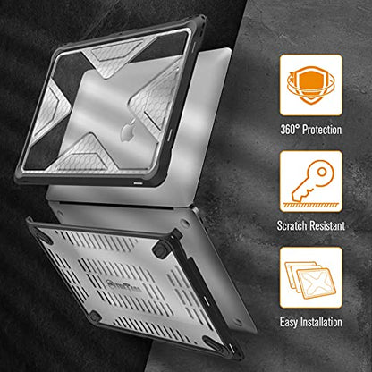 Fintie Case for MacBook Air 13 Inch A2337 (M1) / A2179 / A1932 (2018-2021 2022 Release) - Heavy Duty Hard Shell Cover with TPU Bumper for MacBook Air 13 Retina Display with Touch ID, Clear - color: Crystal Clear
