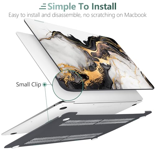 DONGKE Compatible with MacBook Air 13 inch Case 2021 2020 2019 2018 Release A2337 M1 A2179 A1932 with Retina Display & Touch ID, Plastic Hard Shell & Keyboard Cover - Abstract Marble - color: Abstract Marble D159
